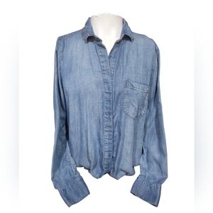 Chelsea & Violet Blue Denim Top With Open Back‎ Size Medium 100% Tencel